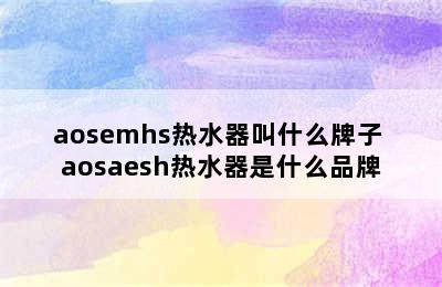 aosemhs热水器叫什么牌子 aosaesh热水器是什么品牌